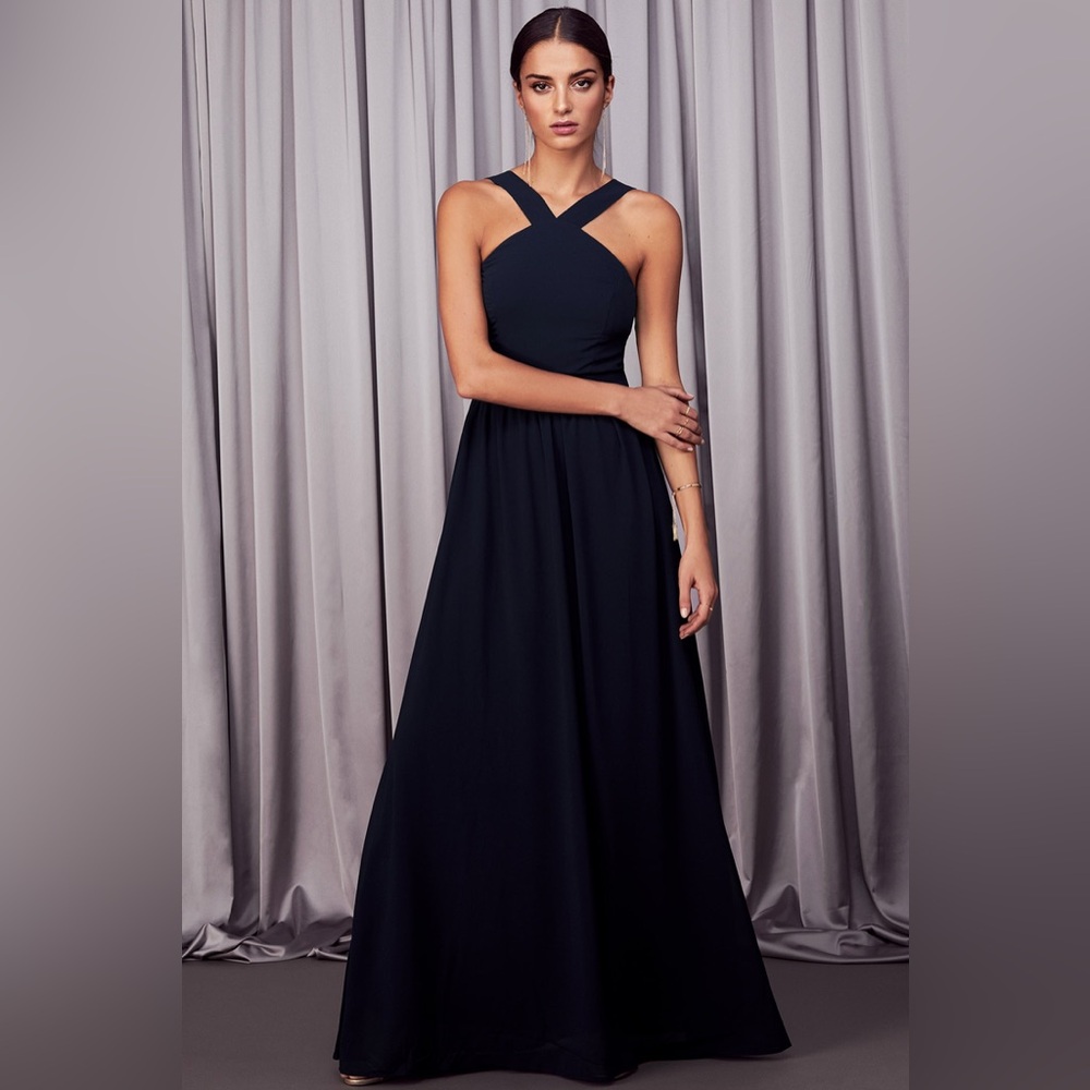 Lulu's Air of Romance Navy Blue Maxi Dress Size Medium